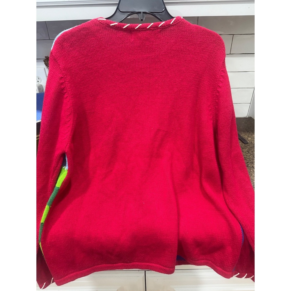 tierra international christmas collection red cardigan sweater w embroidery - Picture 5 of 8